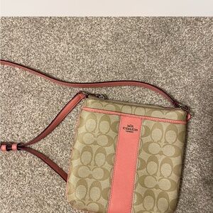 Coach Beige and Coral Crossbody Bag
